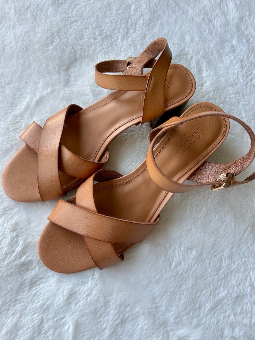 J. Crew Women's Tan Strappy Block Heel Sandals